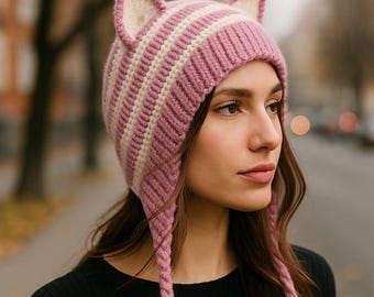 Warme gehäkelte Wintermütze, gemütliches handgemachtes Accessoire