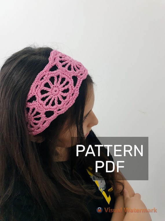 Crochet Headband Pattern: Openwork Lace Design (PDF Pattern  display picture 2