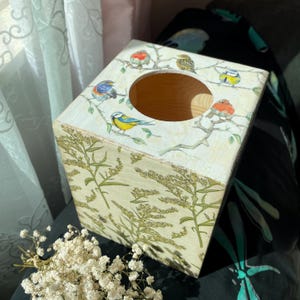 Decoupage wooden tissue box cover, Home Decor, Honeybees flying around wheat.