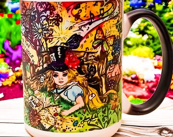 Alice’s “Magic” Color Changing Mug | Original Hand Drawn Artwork | Alice’s Self Love Journey | Heat Sensitive Mug | Wonderland