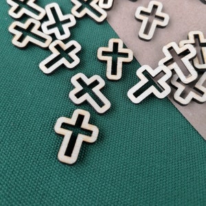 50 kleine Holzkreuze Ausschnitte, kleine hohle Birkensperrholz, Blank Umriss Ausschnitte, Mini Christian Cross Craft Formen, kleine Kreuze