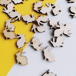 Coniglietti in legno 50 piccole forme Animali minuscoli Coniglio artigianato ritagliato legno Coniglietto di Pasqua tavolo coriandoli compensato tagliato al laser Coniglio decorazione in legno