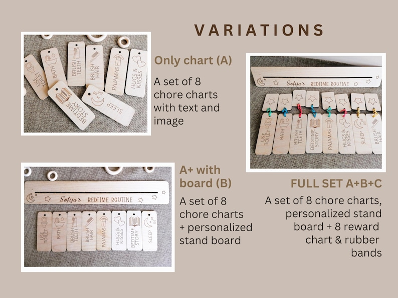 Personalized Bedtime Routine Toddler Chore Chart, Wood Flip Chart, Kids ...
