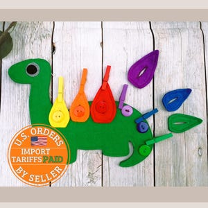 Jouet de boutonnage dinosaure Montessori pour enfants Motricité fine Entraînement des boutons Correspondance des couleurs École à la maison Activité éducative préscolaire #22