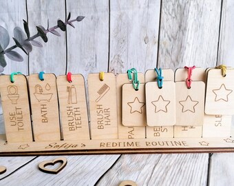 Chore chart for kids Personalised handmade Visual Evening Routine Learning Routine Kids with Replaceable Chores Tasks Daily Checklist #30