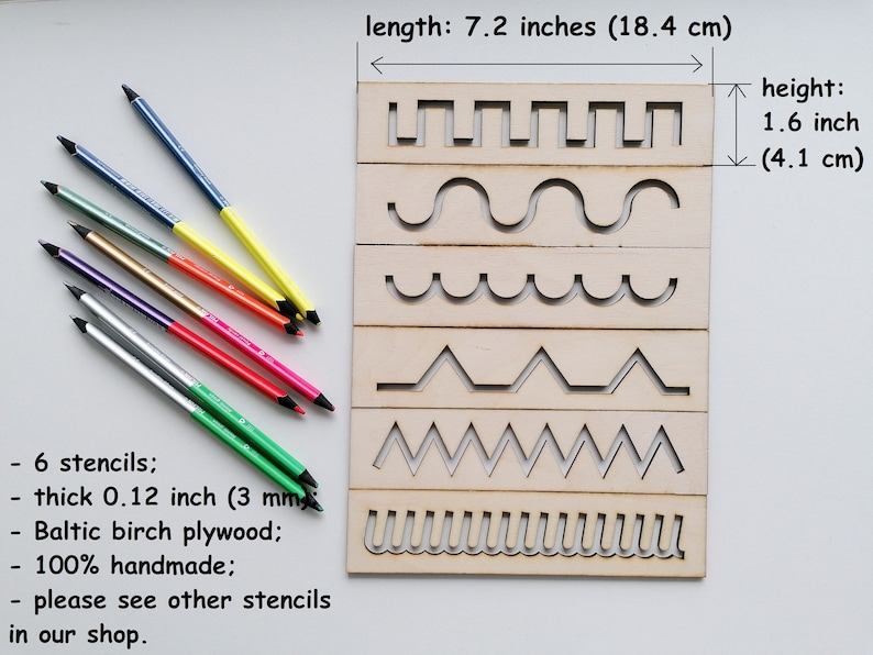 Montessori wood stencil set Waldorf pre-writing boards set kids educational Stencil set pre writing tracing board set Montessori activity image 3