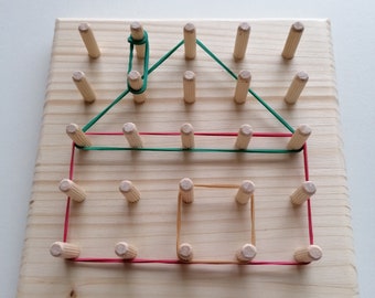 Geoplano Montessori, tablero de madera de ALTA CALIDAD, juguete educativo y de desarrollo, matemáticas para niños pequeños, regalo de Navidad para preescolar