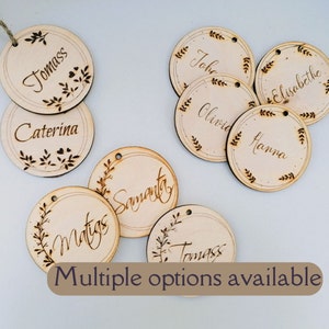 "Hochzeits-Tischkarten, Gedeckte Karten, Gastgeschenke, Gravuruntersetzer, rustikale Hochzeitsdeko, Verlobungsserviette personalisiert, Boho-Tag"