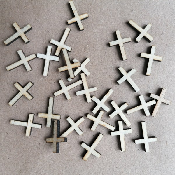 50 Rustic Wooden Cross Shape, Little Hollow Cross, Tiny Wooden Cross Cutouts, Cross Outline Cutouts Laser Cut Crosses, Christian Cross Craft