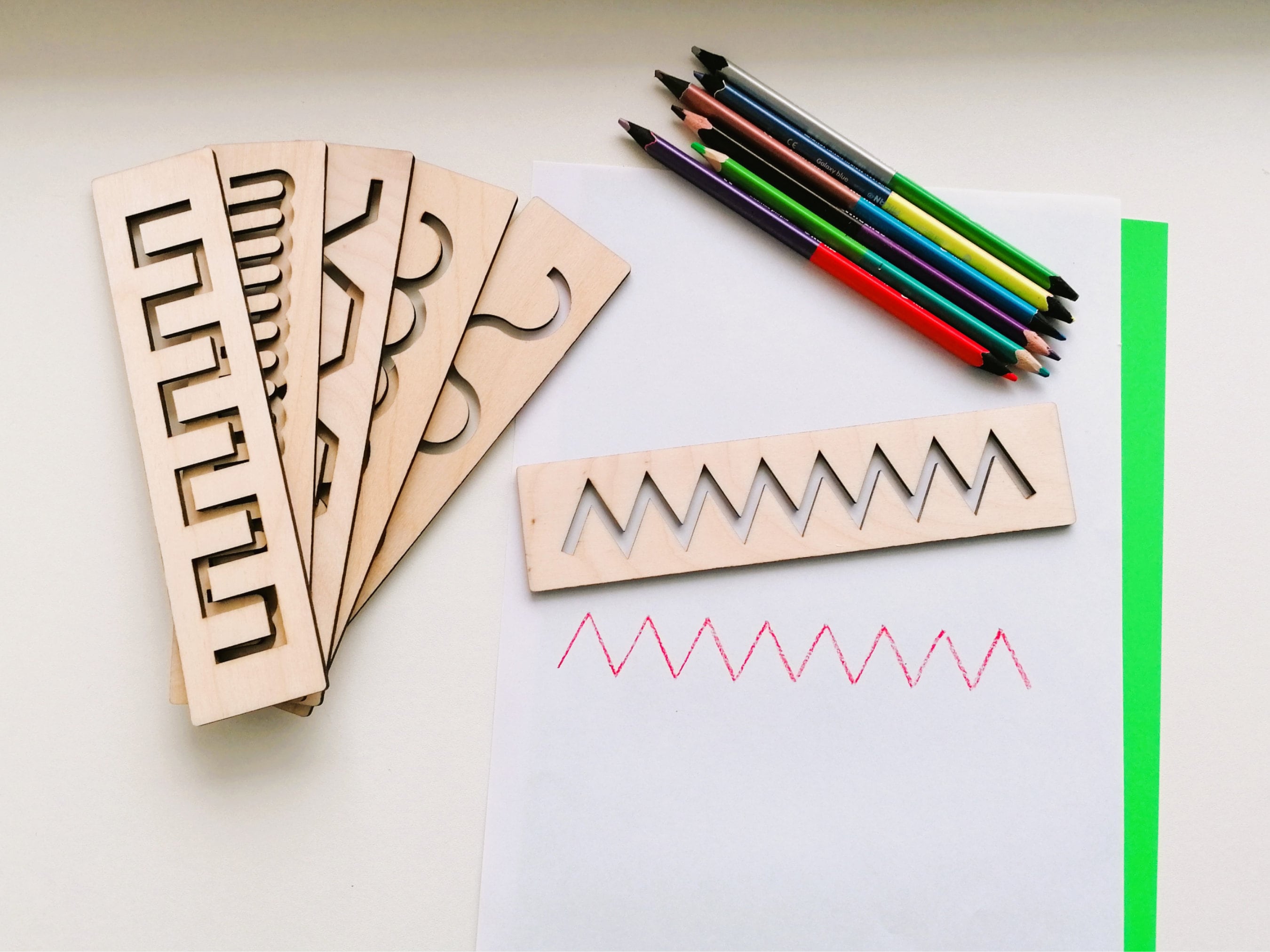 Brain Ruler Stencils Set for Practice Writing, Brain Teaser Boards, Montessori ...