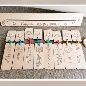 Personalisierte Gute-Nacht-Routine für Kleinkinder, Belohnungstafel, Flip-Chart aus Holz, tägliche Checkliste für Kinder, Belohnungstabelle, Belohnungstabelle