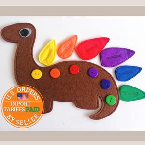 Felt Dinosaur Toy for OT Practice, Occupational Therapy Aid, Handmade Sensory buttoning tool for autistic ADHD and other ND individuals #21