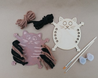 Kit di pittura artigianale per gatti Montessori - Idea regalo per gattini - Festa per gatti - Regalo per bambini - Set di pittura fai da te - Attività per feste - Attività in classe