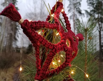 Red Macrame Christmas tree topper Star | Macrame Tree Topper ,Xmas decoration star, Macrame Ornament, Boho Tree Topper ,Decor tree top