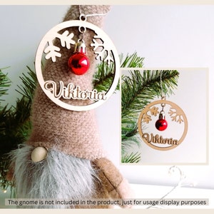 Segnaposto da tavolo per Natale, matrimonio, bomboniere per feste di anniversario, ornamento personalizzato, decorazione rotonda in legno per albero di Natale #6