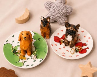 Custom Dog Ceramic Ring Dish: Personalized Pet Jewelry Holder