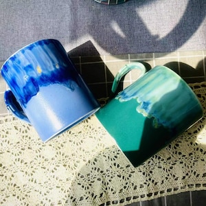 Handcrafted Ceramic Coffee Mug - Drip Glaze Design