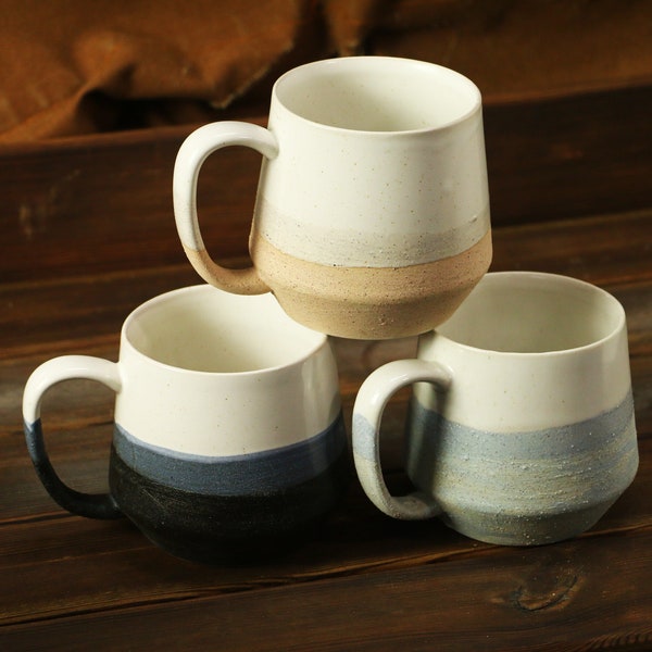 Handmade Ceramic Mugs, Custom Name/Logo Personalized, 16 Oz Coffee Mug for Coffee Lovers, Mug With Big Handle