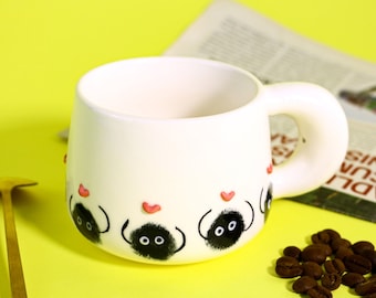 Dust Wizard Coffee Cup, With 3D Heart Personalized Ceramic Mug for Coffee Lovers, Custom Unique Design Cup with Home Decor