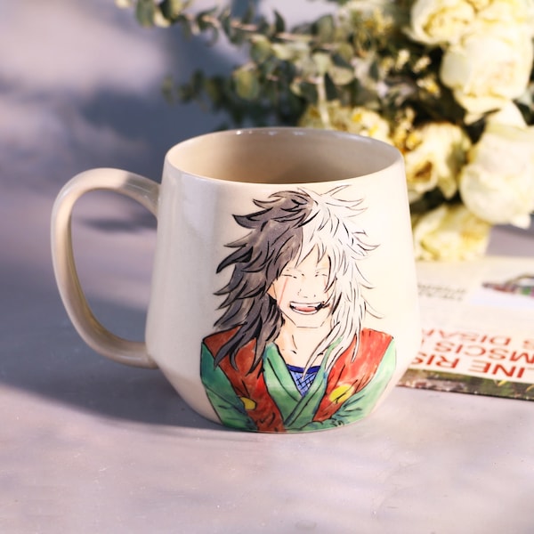 Hand painted Anime Character Coffee Mug, Personalized Pottery Mug for Coffee Lovers, Custom Handmade Ceramic Mug