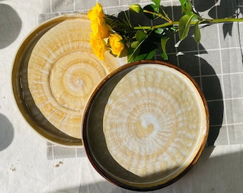 Platos de cerámica artesanales: elegantes diseños en beige y marrón intenso