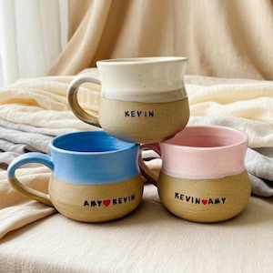 名前入りセラミックカスタムコーヒーマグ、コーヒー愛好家のためのパーソナライズされたセラミックマグ、オーダーメイド