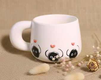 Dust Wizard Coffee Cup: 3D Heart Ceramic Mug, Personalized Whimsical Design