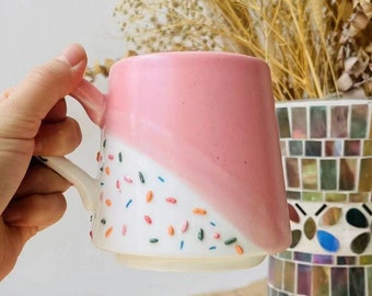 Adorable Handpainted Sweet Ice Cream Ceramic Mug, Personalized Cuteness Pottery Mug for Heartwarming Moments, Handcrafted Tea Cup