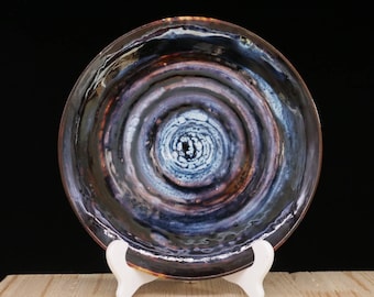Hand-Painted Ceramic Plate - Cosmic Swirl Design