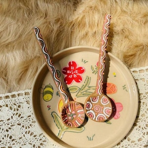 Adorable Handpainted Ceramic Spoon for Meal Times, Handmade spoon, Stoneware spoon, Pottery Spoon, Kitchen decor, Christmas Gifts For Her