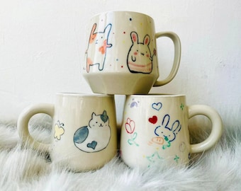 Handgemachte Keramik Tier Tasse - Süße handbemalte Tee & Kaffee Tasse