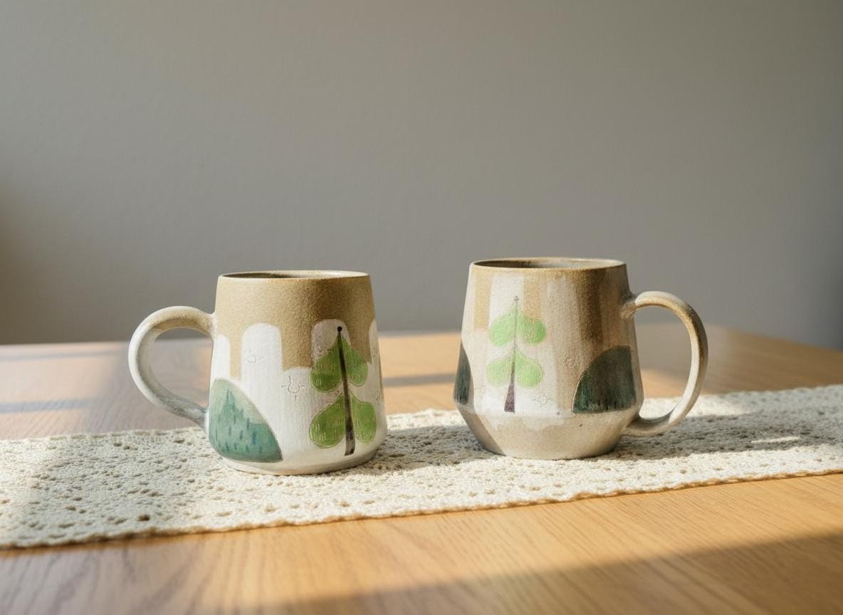 Tazza In Ceramica Dipinta A Mano 500ml – Vintage Con Manico, Colorata Per Caffè E Tè – Regalo Ideale Per Casa E Ufficio