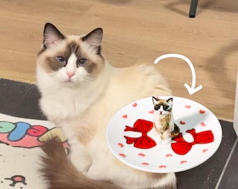 Plato de anillo de gato personalizado: soporte de cerámica hecho a mano para joyas de mascotas