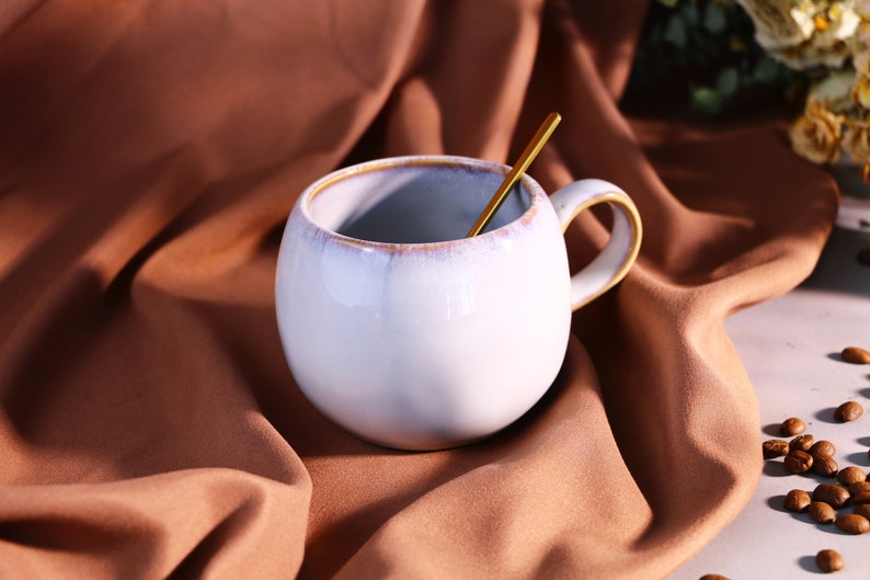 Personalized Handmade Ceramic Mug, Custom Name/Logo Coffee Mug, Pottery Coffee Mug Handmade, Kitchen Decoration Pale blue