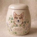 Custom Dog Portrait Ceramic Urn \u2013 Handmade Pet Ashes Keepsake \u2013 Hand-Painted Memorial Urn for Beloved Pet