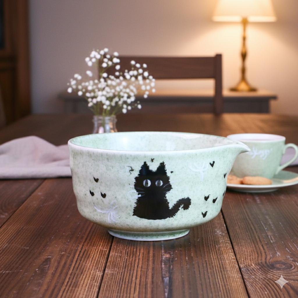 手描きの猫の抹茶碗セット：陶器の日本茶ギフト - Etsy 日本