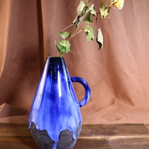 Handmade Blue Glaze Drip Ceramic Vase - Unique Artisan Pottery Home Decor - Elegant Ceramic Vase