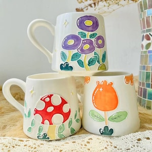 Vibrant Hand-Painted Ceramic Mugs to Brighten Your Day, Personalized Delightful Pottery Mug for Heartwarming Moments