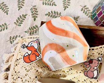 Hand-Painted Ceramic Mug, Cute Animal Design, Personalized Pottery