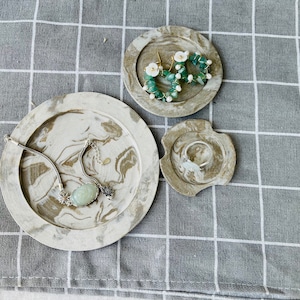 Ceramic Coaster Set with Marbled Design – Handmade Pottery Coasters for Coffee, Tea & Drinks