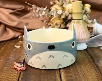 Adorable Ceramic Matcha Bowl Set–  Handmade Cat Pottery Bowl for Tea Lovers, Hand painted Personalized Matcha Bowl