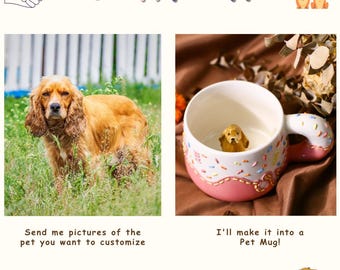 Custom 3D Pet Mug - Handmade Personalized Pet Portrait Cup - Ceramic Dog & Cat Mug - Pet Memorial Gift - Unique Pet Lover Coffee Cup