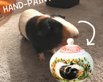 Custom Small Pet Urn, Hand-Painted Pet Portrait Memorial Keepsake for Hamsters, Guinea Pigs & Pocket Pets