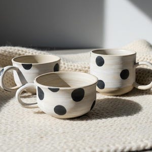 Artisan Black and White Dot Mug - Unique Handcrafted Design