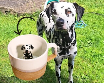 Custom Pet Figurine Coffee Mug, Unique Pottery Mug