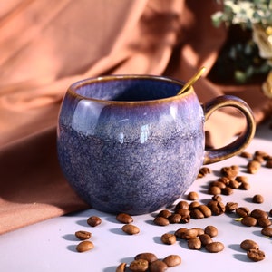 Personalized Handmade Ceramic Mug, Custom Name/Logo Coffee Mug, Pottery Coffee Mug Handmade, Kitchen Decoration Dark blue