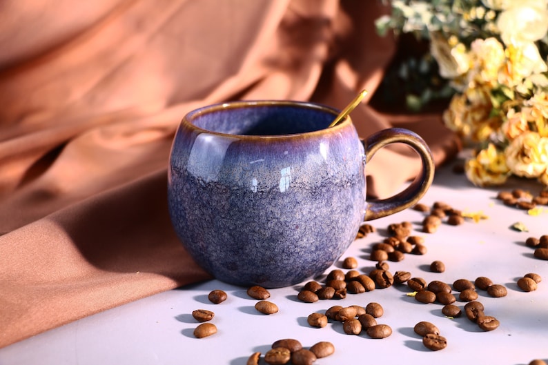 Personalized Handmade Ceramic Mug, Custom Name/Logo Coffee Mug, Pottery Coffee Mug Handmade, Kitchen Decoration Dark blue