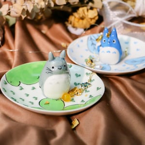 Kawaii 3D Gray Cat Pottery Ring Dish, Handmade Ceramic Jewel Holder Tray, Wedding Gift, Custom Anime Jewelry Tray