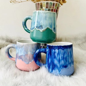 Handcmade Ceramic Coffee Mug - Drip Glaze Design