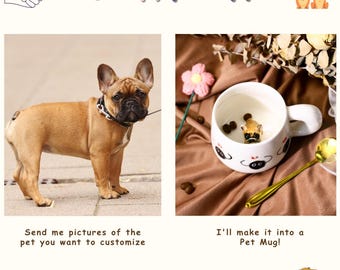 Custom 3D Pet Figurine Mug - Personalized Handmade Pet Portrait Cup - Ceramic Dog & Cat Mug - Pet Memorial Gift for Pet Lovers
